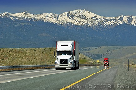 transport truck on mountain highway