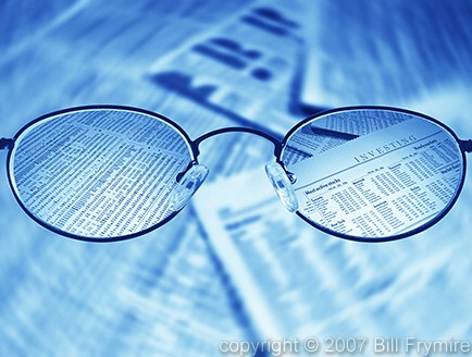 glasses over stock listings