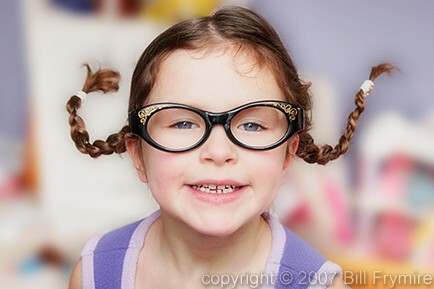 silly girl with pigtails