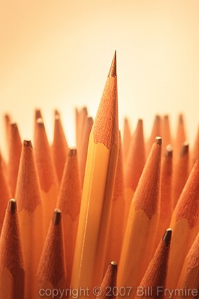 pencil standing out in crowd