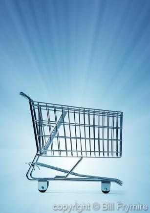 shopping cart on blue background