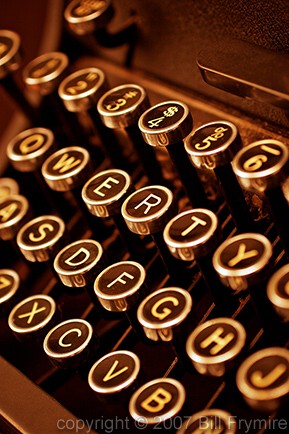 Close up of manual typewriter keys